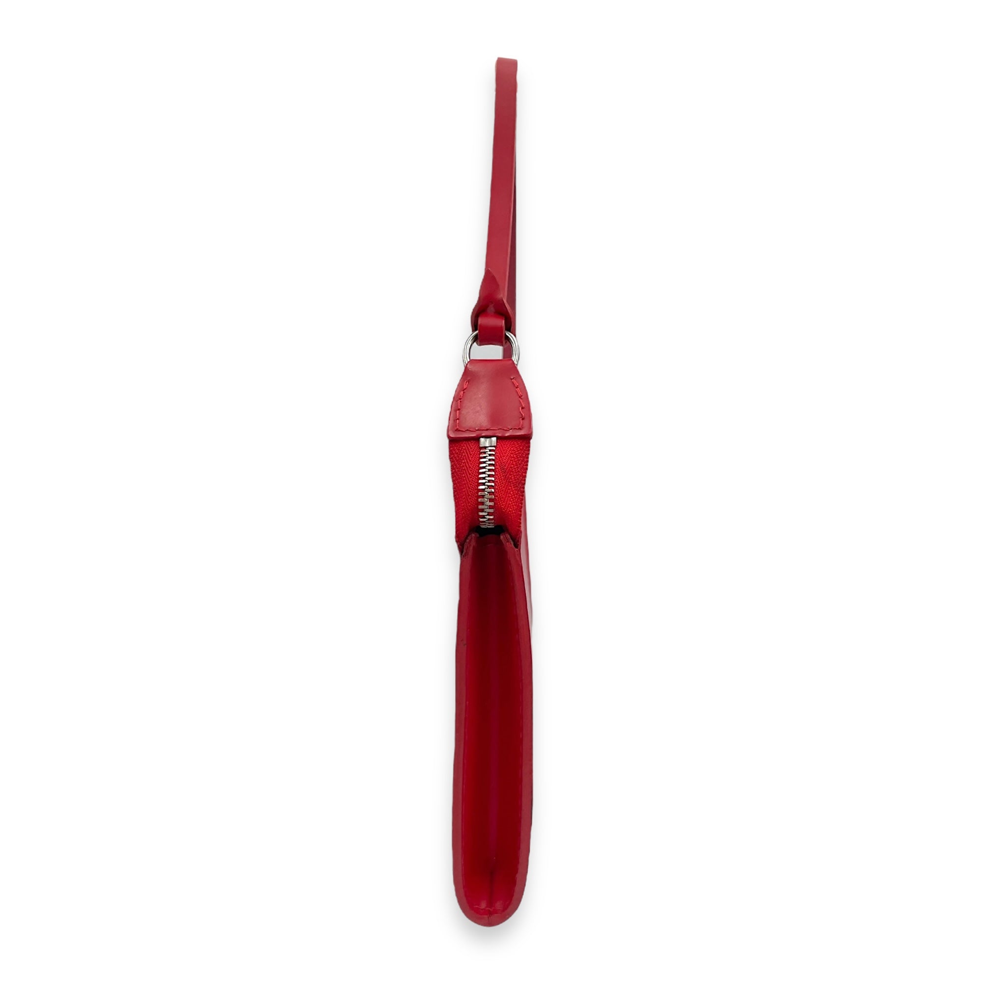 Epi Leather Red Pochette, Silver hardware
