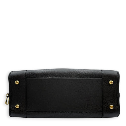Amazona Black Top Handle Bag in Calfskin, Gold hardware