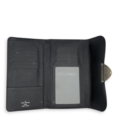 Eugenie Black Long Wallet in Epi Leather, Silver hardware