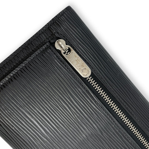 Eugenie Black Long Wallet in Epi Leather, Silver hardware