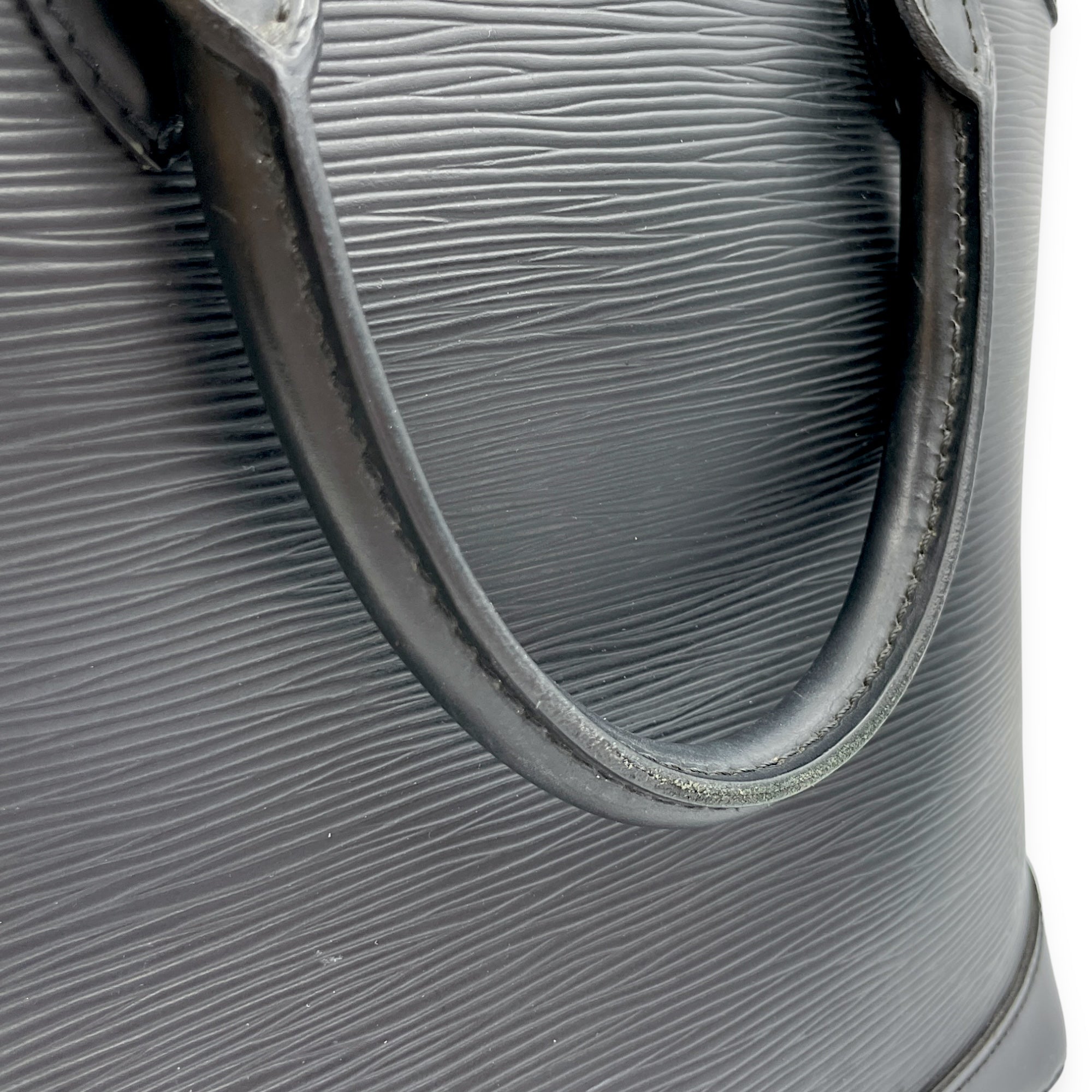 Epi Leather Lockit Black Top Handle Bag, Silver hardware