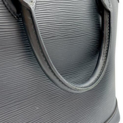 Epi Leather Lockit Black Top Handle Bag, Silver hardware