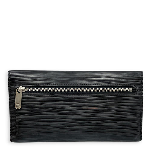 Eugenie Black Long Wallet in Epi Leather, Silver hardware