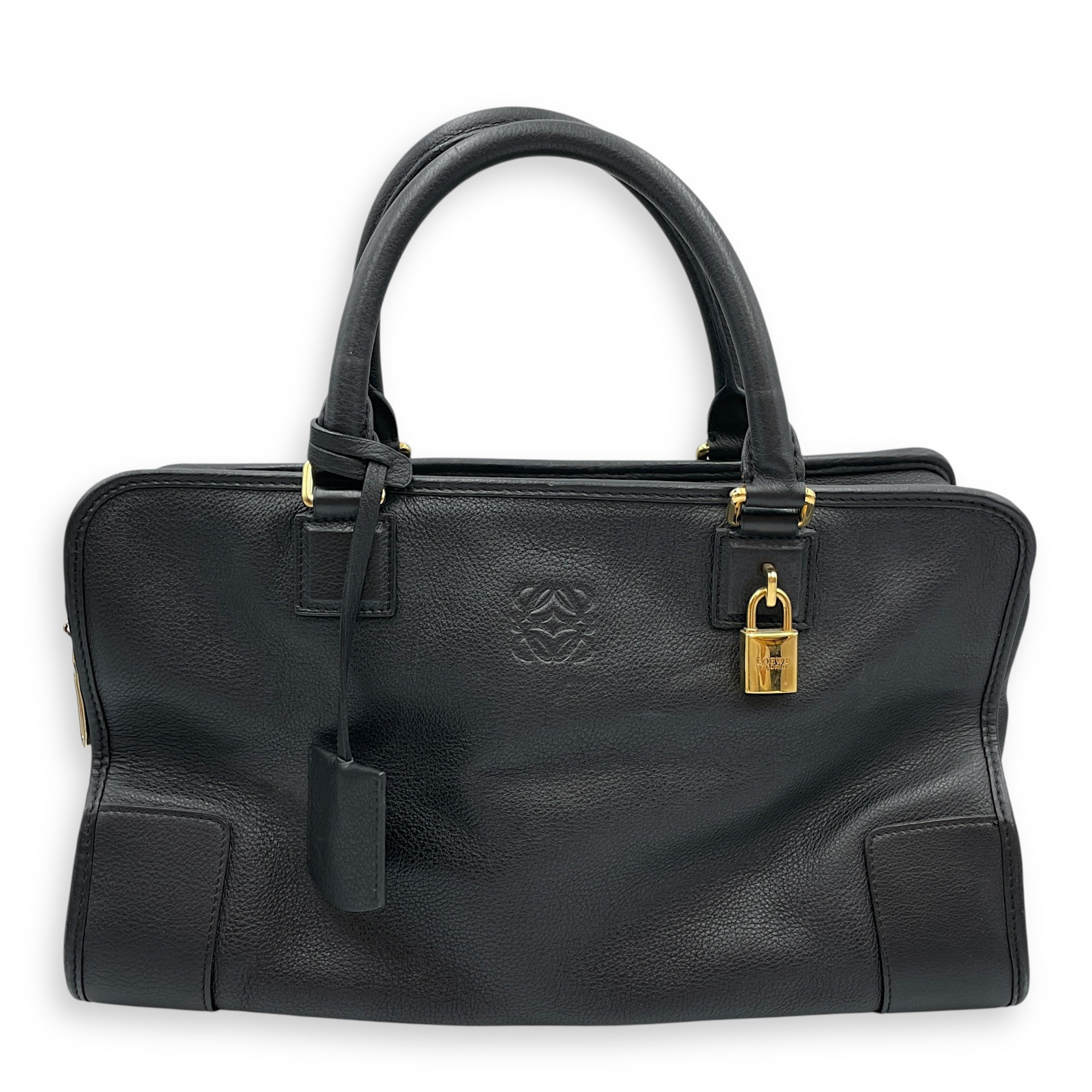 Amazona Black Top Handle Bag in Calfskin, Gold hardware