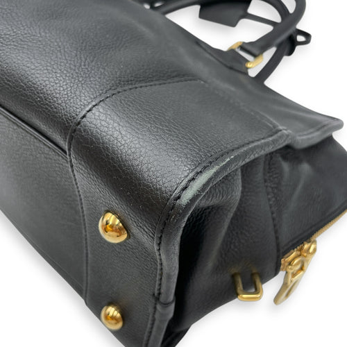 Amazona Black Top Handle Bag in Calfskin, Gold hardware