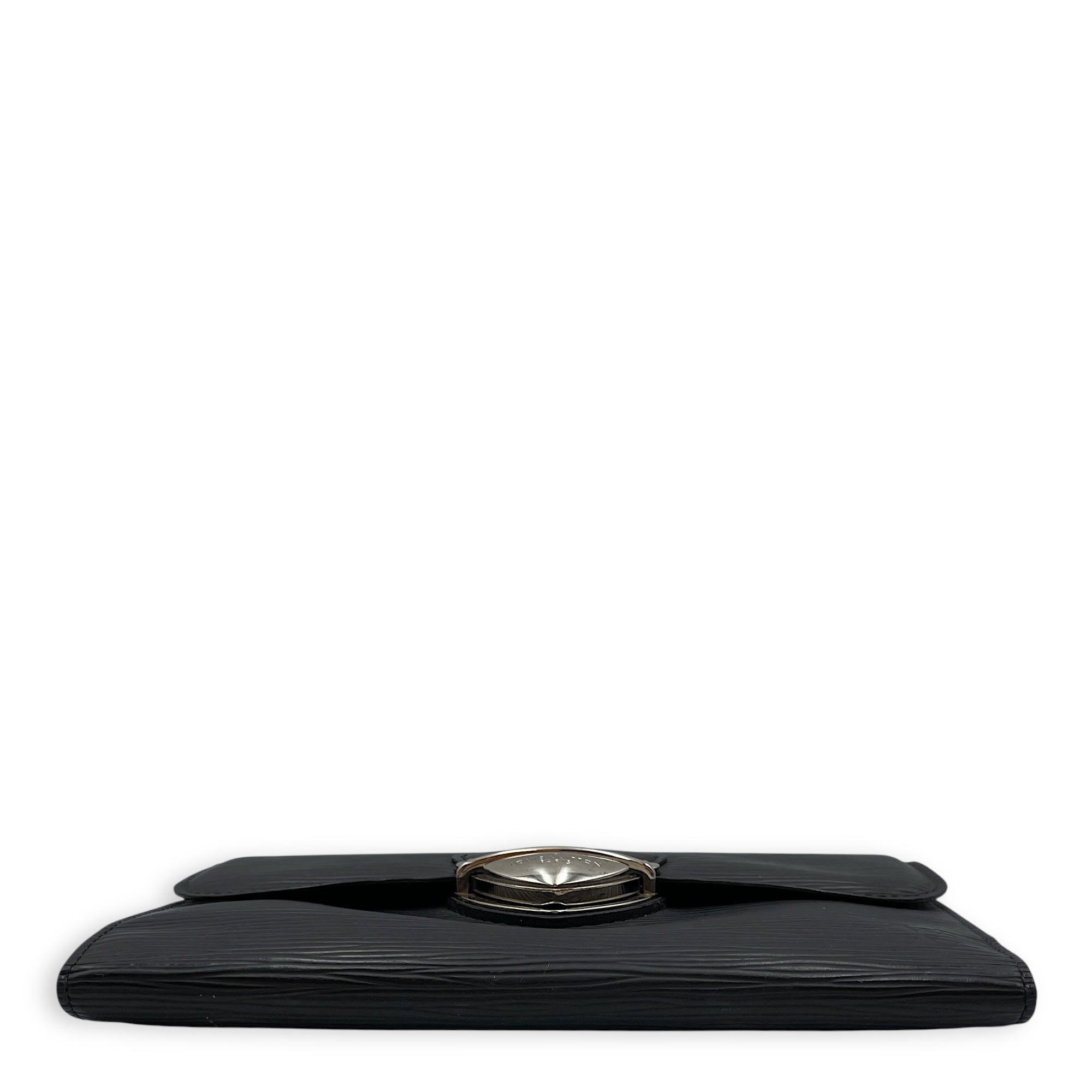 Eugenie Black Long Wallet in Epi Leather, Silver hardware