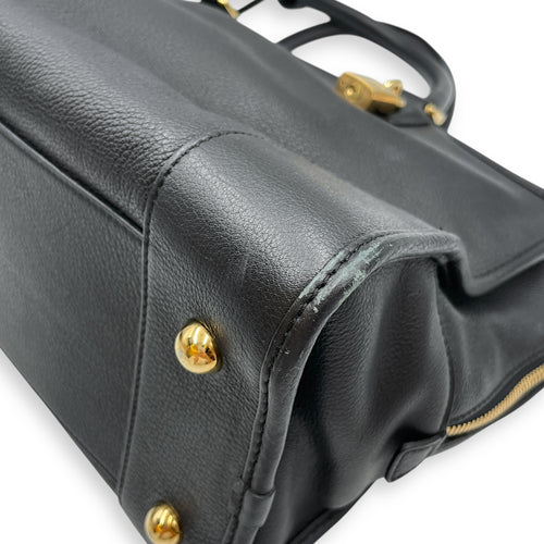 Amazona Black Top Handle Bag in Calfskin, Gold hardware