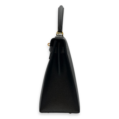 Kelly 28 Black in Epsom, Gold hardware