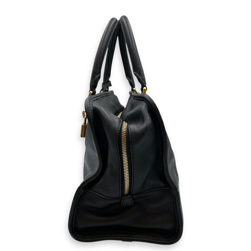 Amazona Black Top Handle Bag in Calfskin, Gold hardware