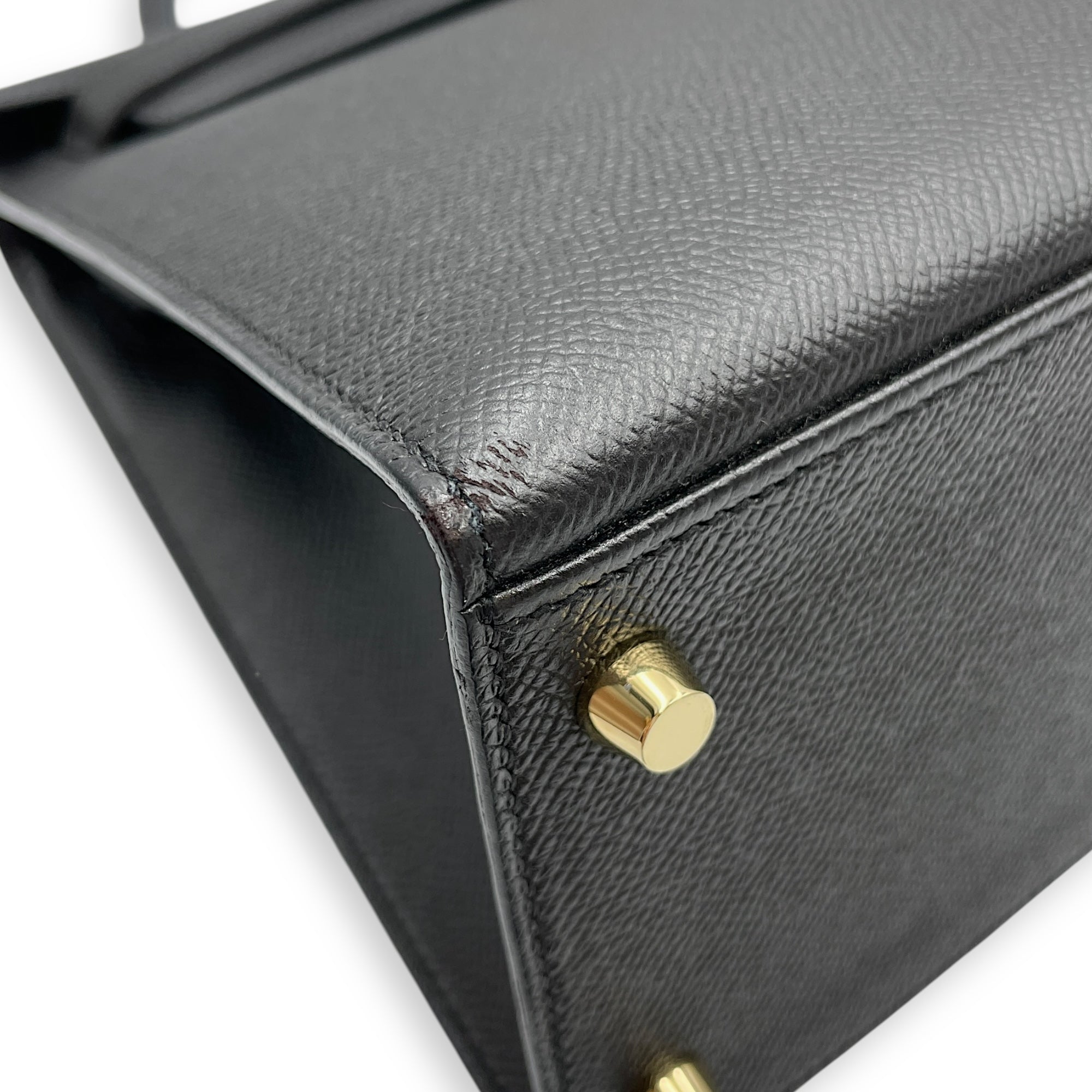 Kelly 28 Black in Epsom, Gold hardware