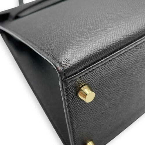 Kelly 28 Black in Epsom, Gold hardware