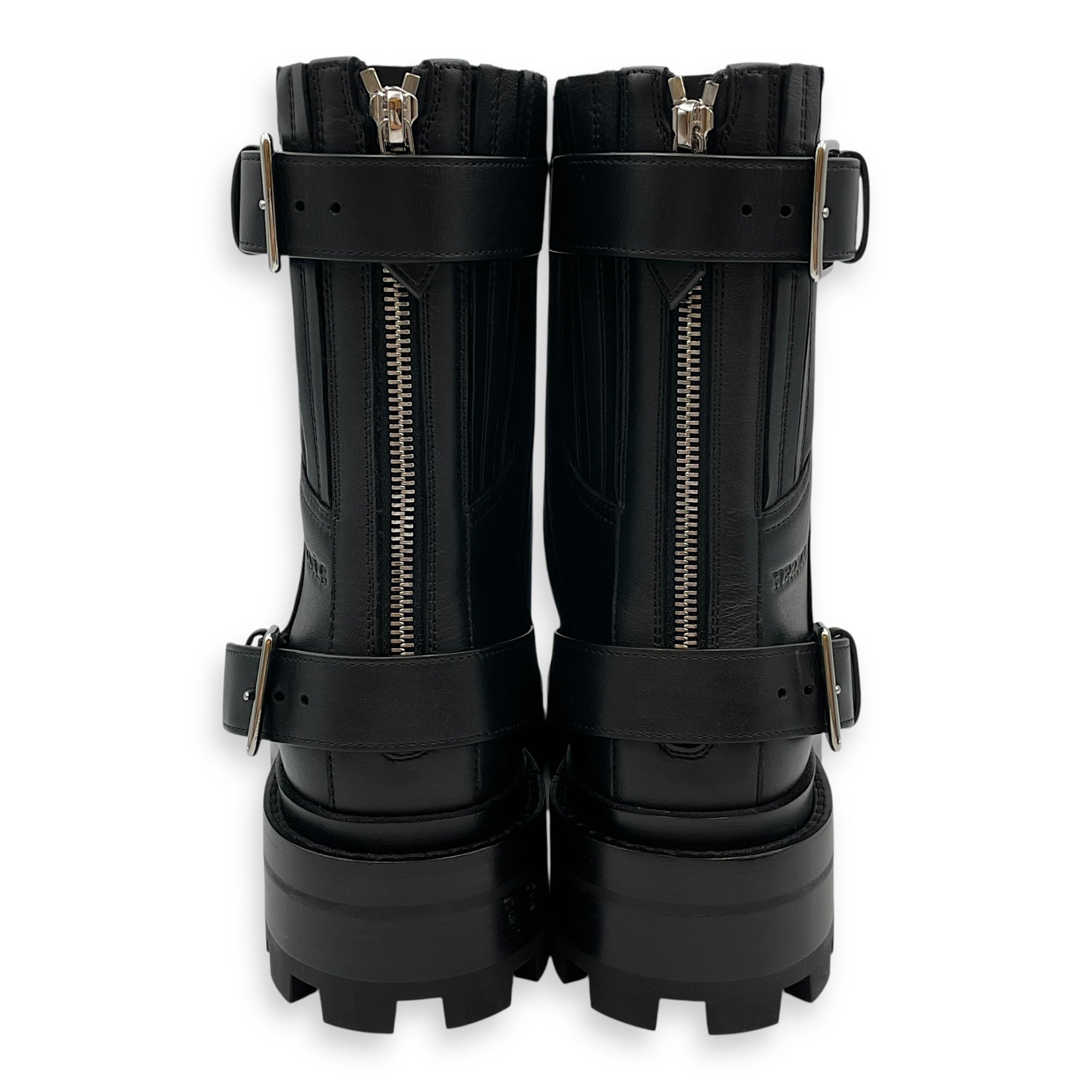 Jaimy 38.5 Black Ankle Boot in Calfskin, Palladium hardware
