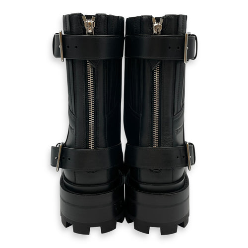 Jaimy 38.5 Black Ankle Boot in Calfskin, Palladium hardware