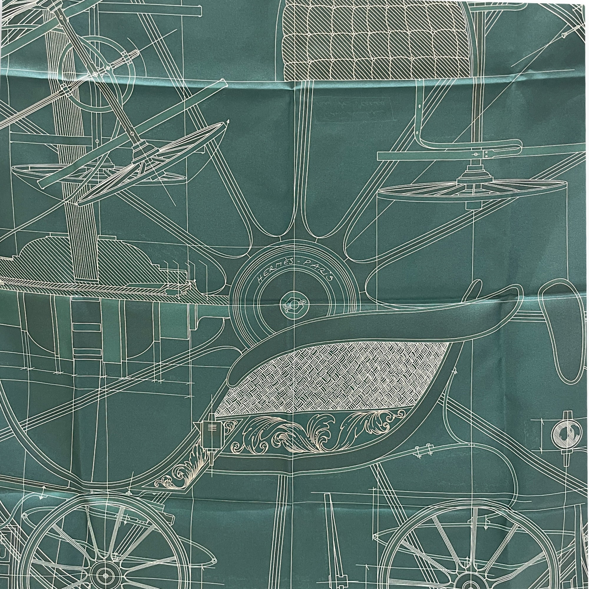 Petit Duc Double Face 90 Marine/Vert Loden Scarf