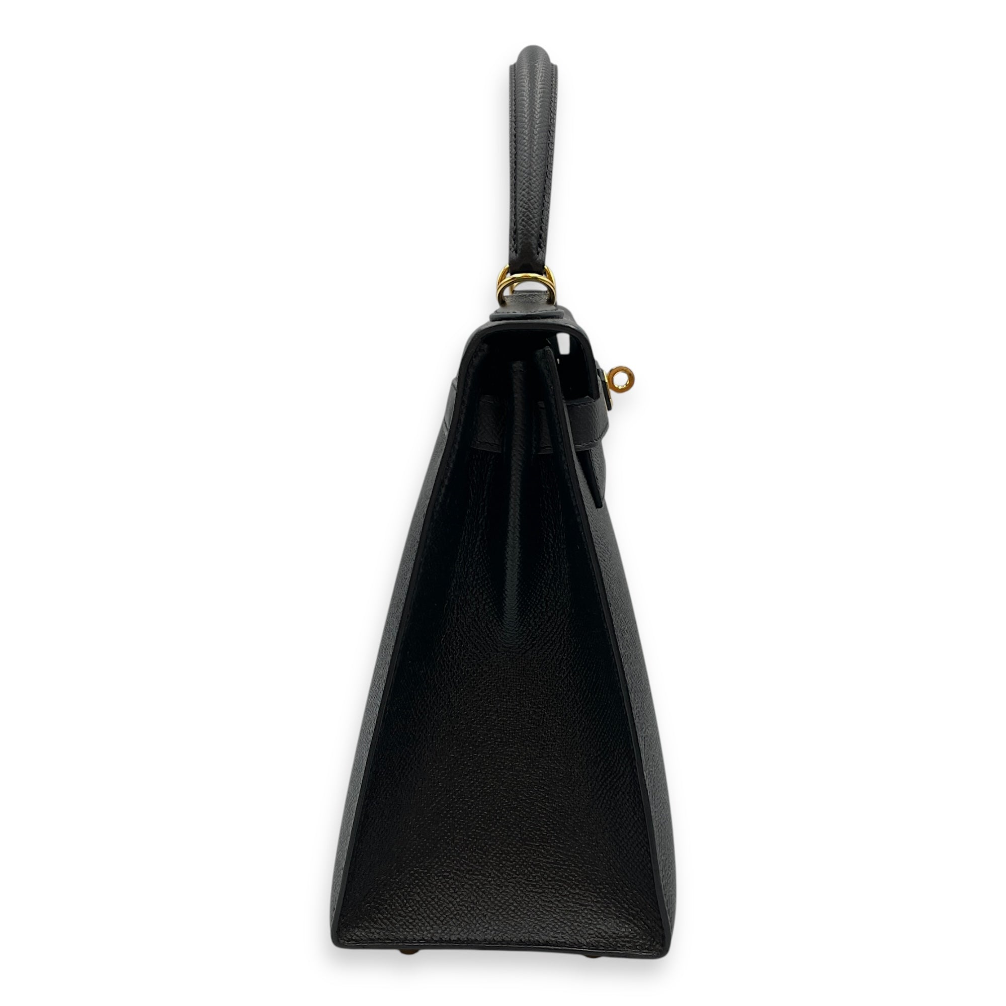 Kelly 28 Black in Epsom, Gold hardware