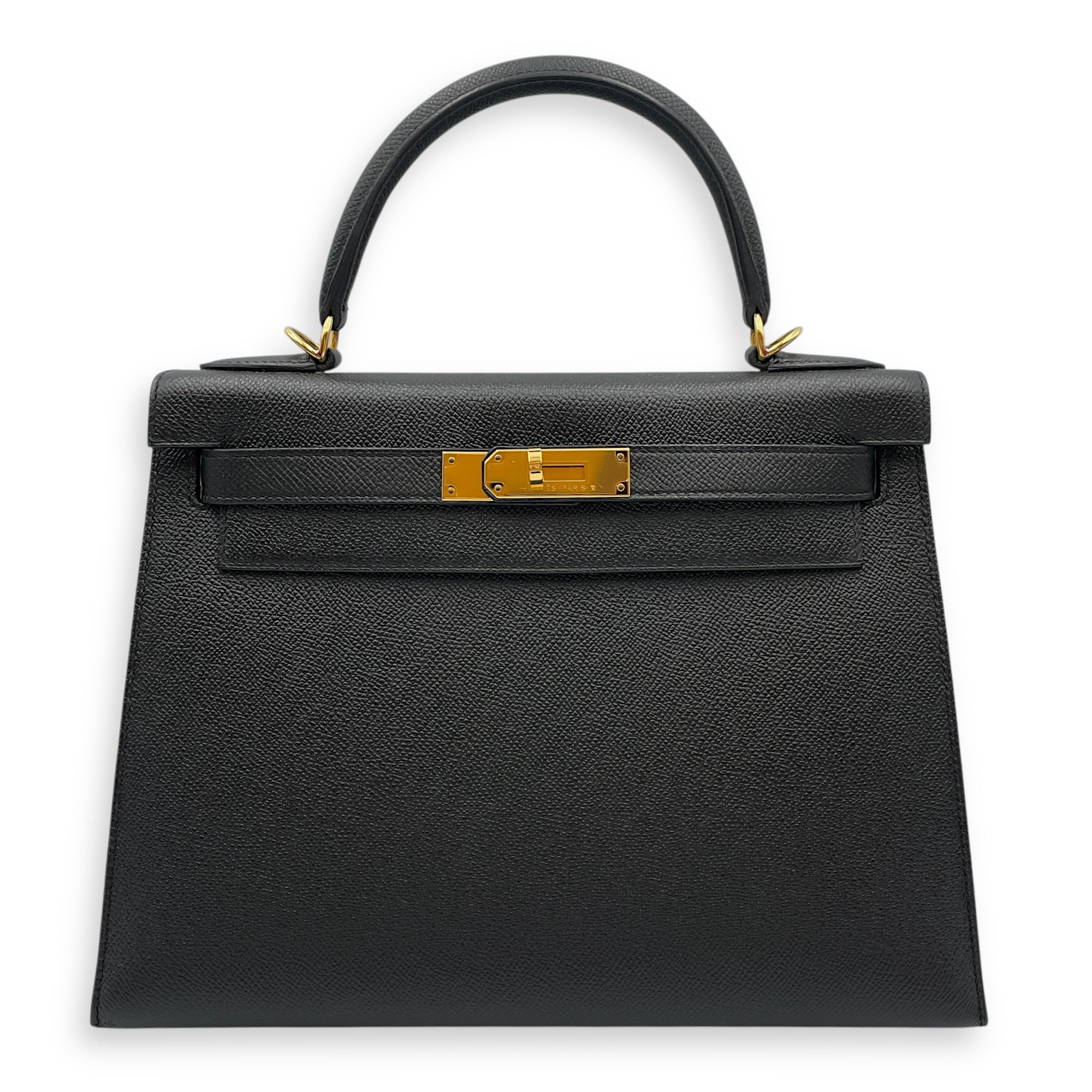 Kelly 28 Black in Epsom, Gold hardware
