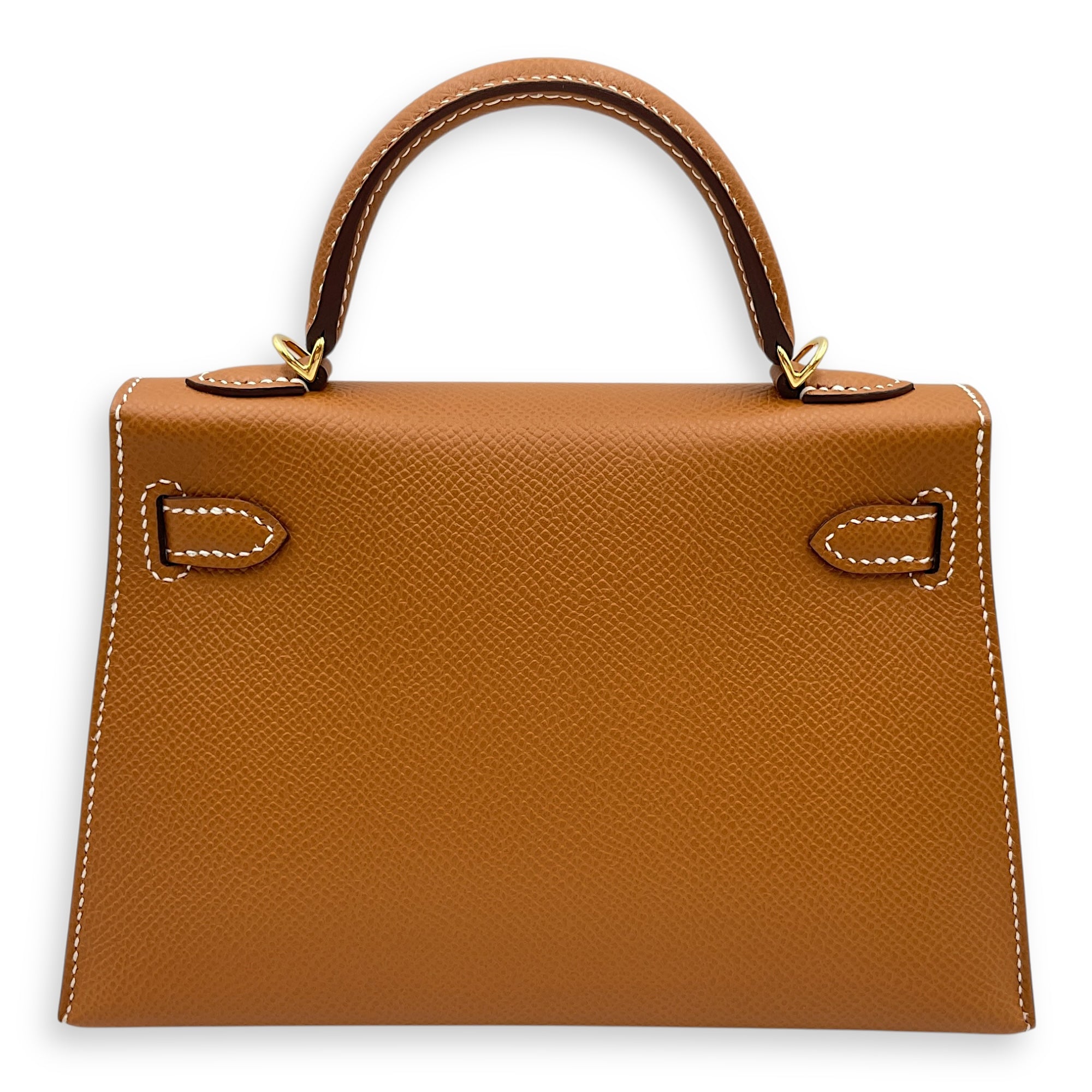 HSS Sellier Kelly 20 Gold/Gris Perle in Epsom, Gold hardware