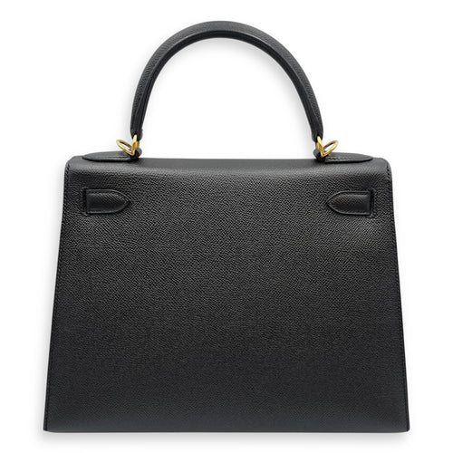 Kelly 28 Black in Epsom, Gold hardware