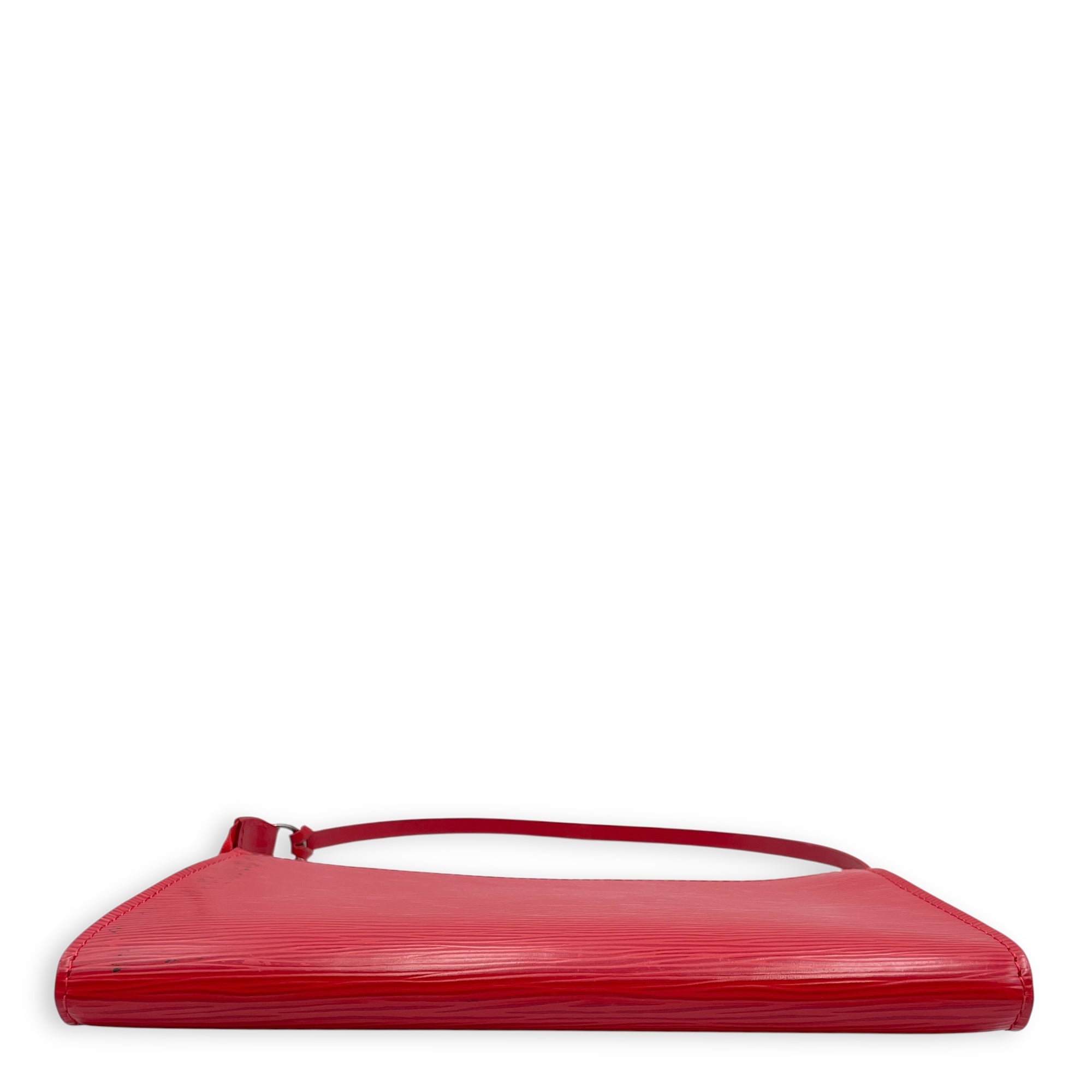 Epi Leather Red Pochette, Silver hardware