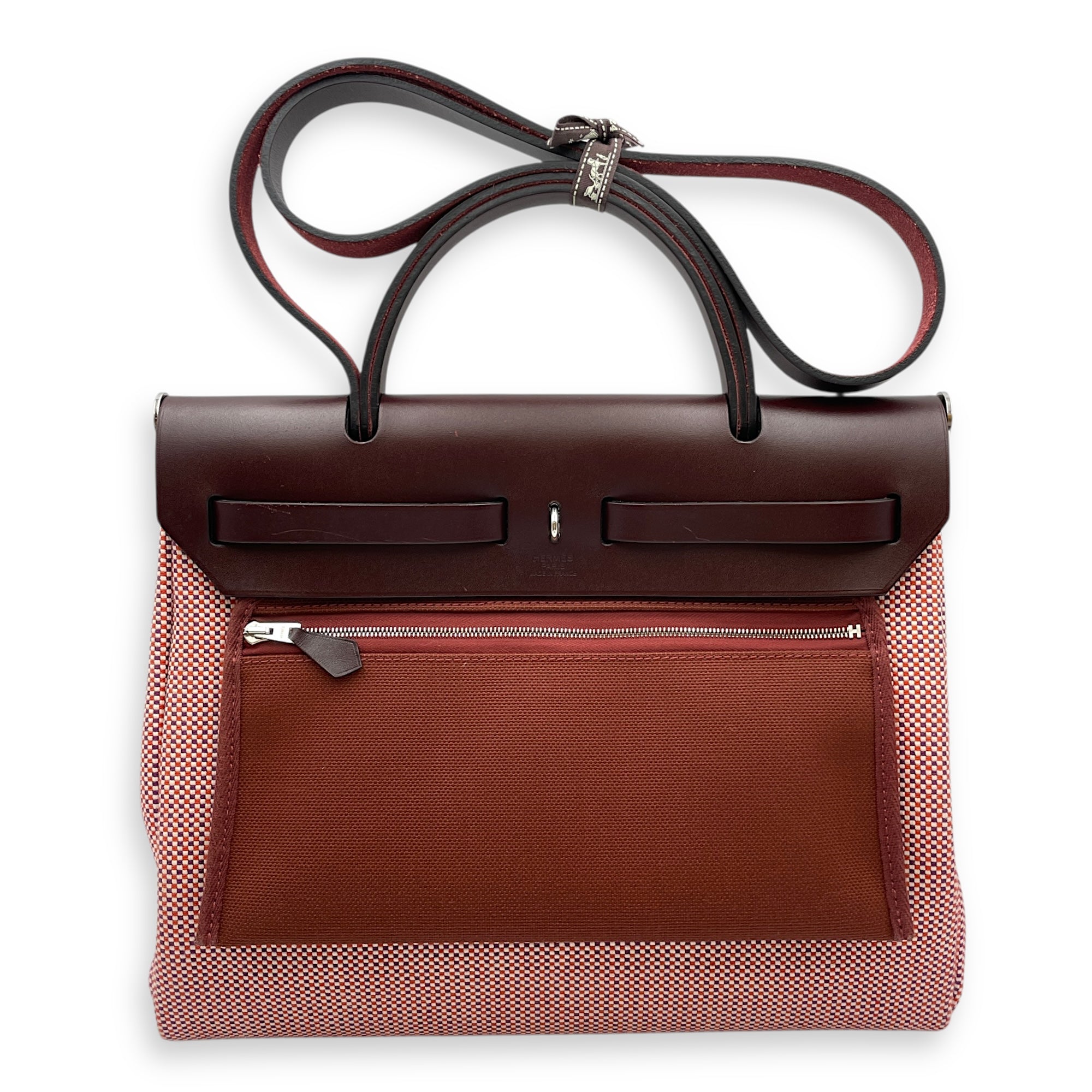 Herbag 31 Rouge Sellier/Ecru-Brique-Anemone in Vache hunter/toile, Palladium hardware