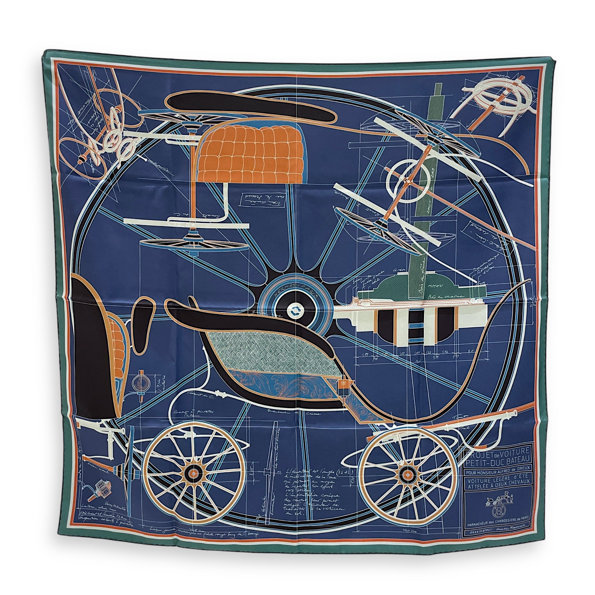 Petit Duc Double Face 90 Marine/Vert Loden Scarf