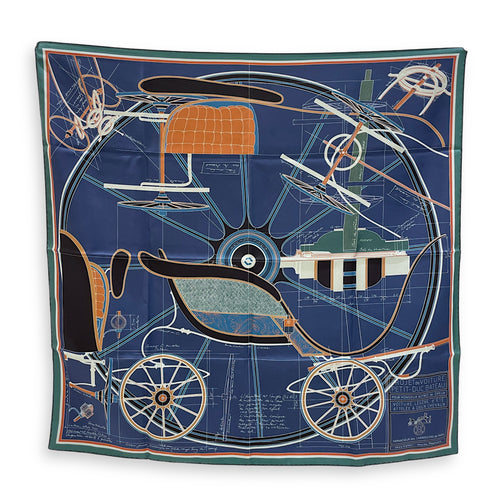 Petit Duc Double Face 90 Marine/Vert Loden Scarf