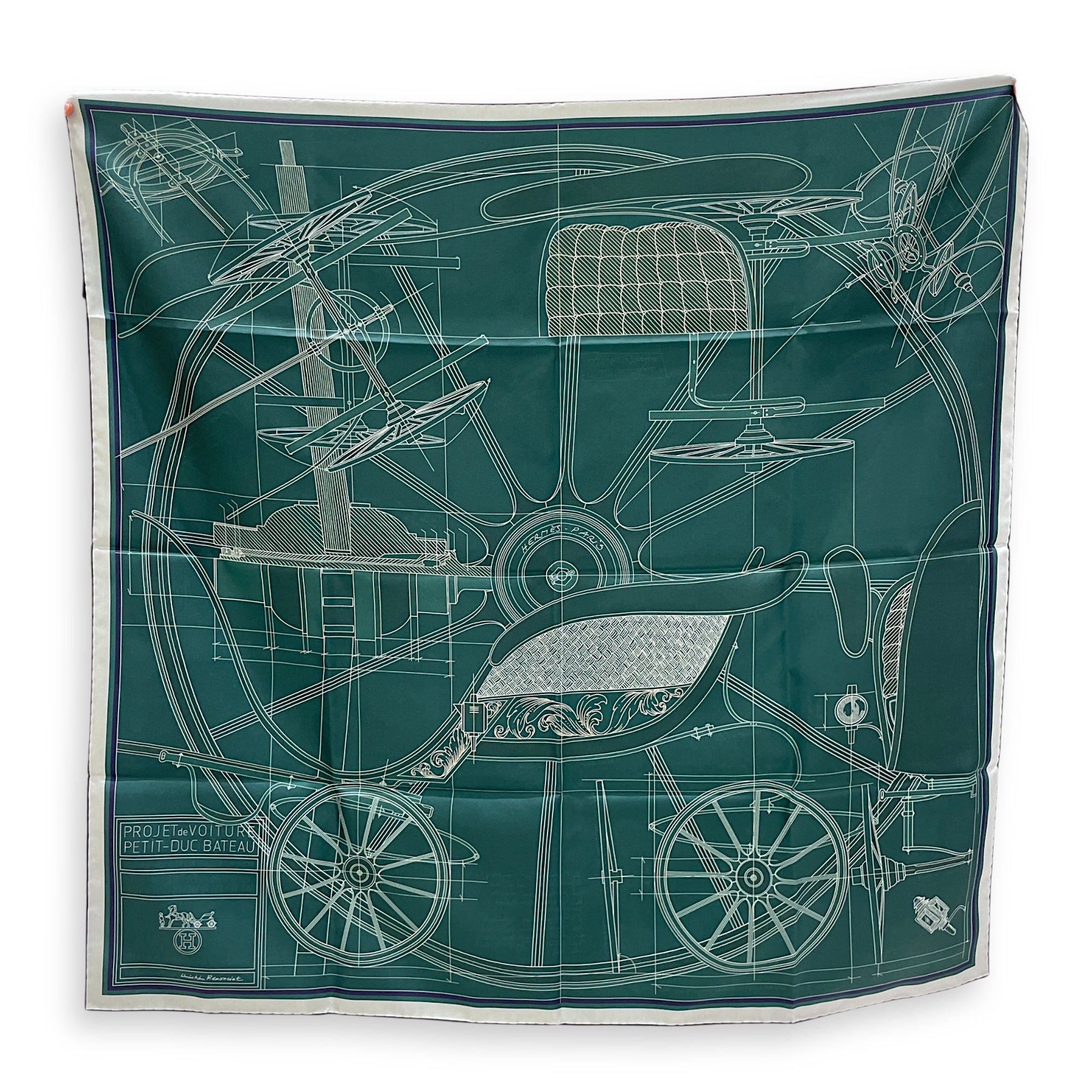 Petit Duc Double Face 90 Marine/Vert Loden Scarf