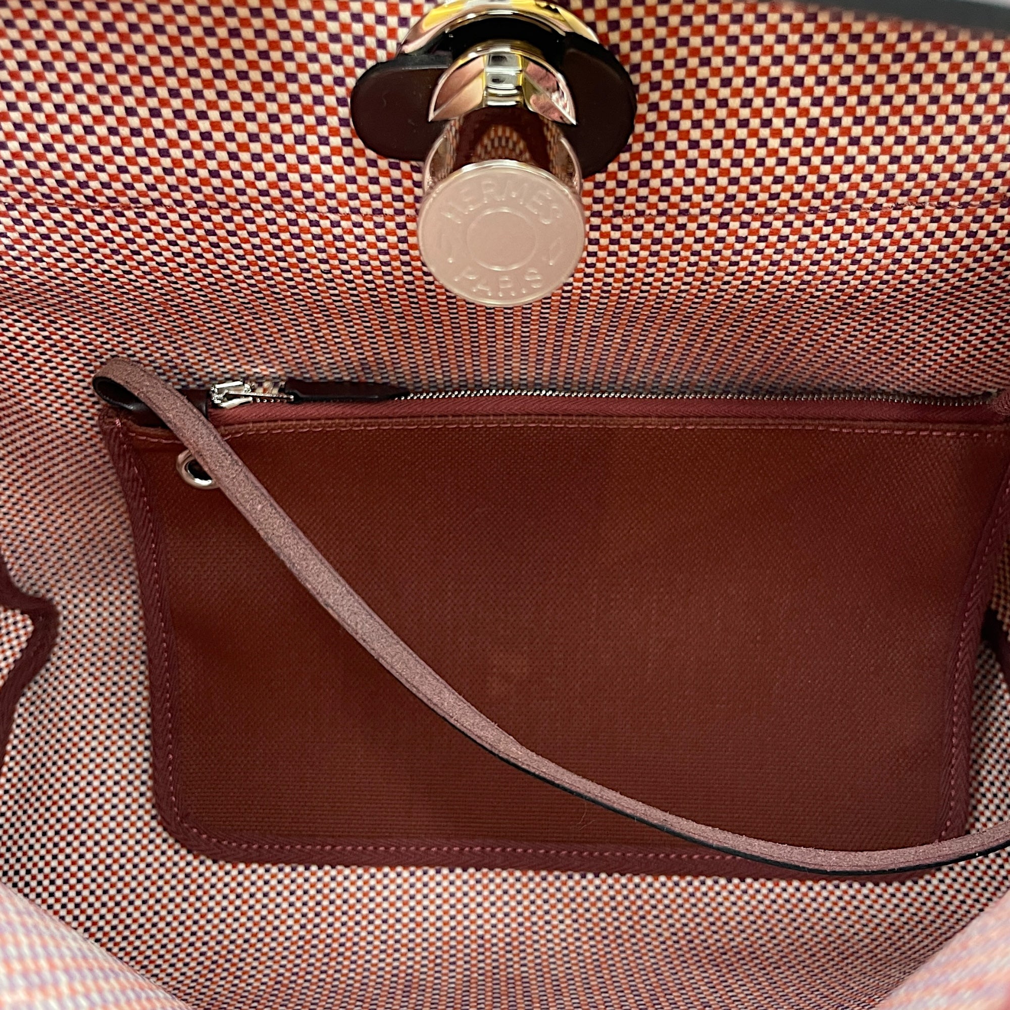 Herbag 31 Rouge Sellier/Ecru-Brique-Anemone in Vache hunter/toile, Palladium hardware