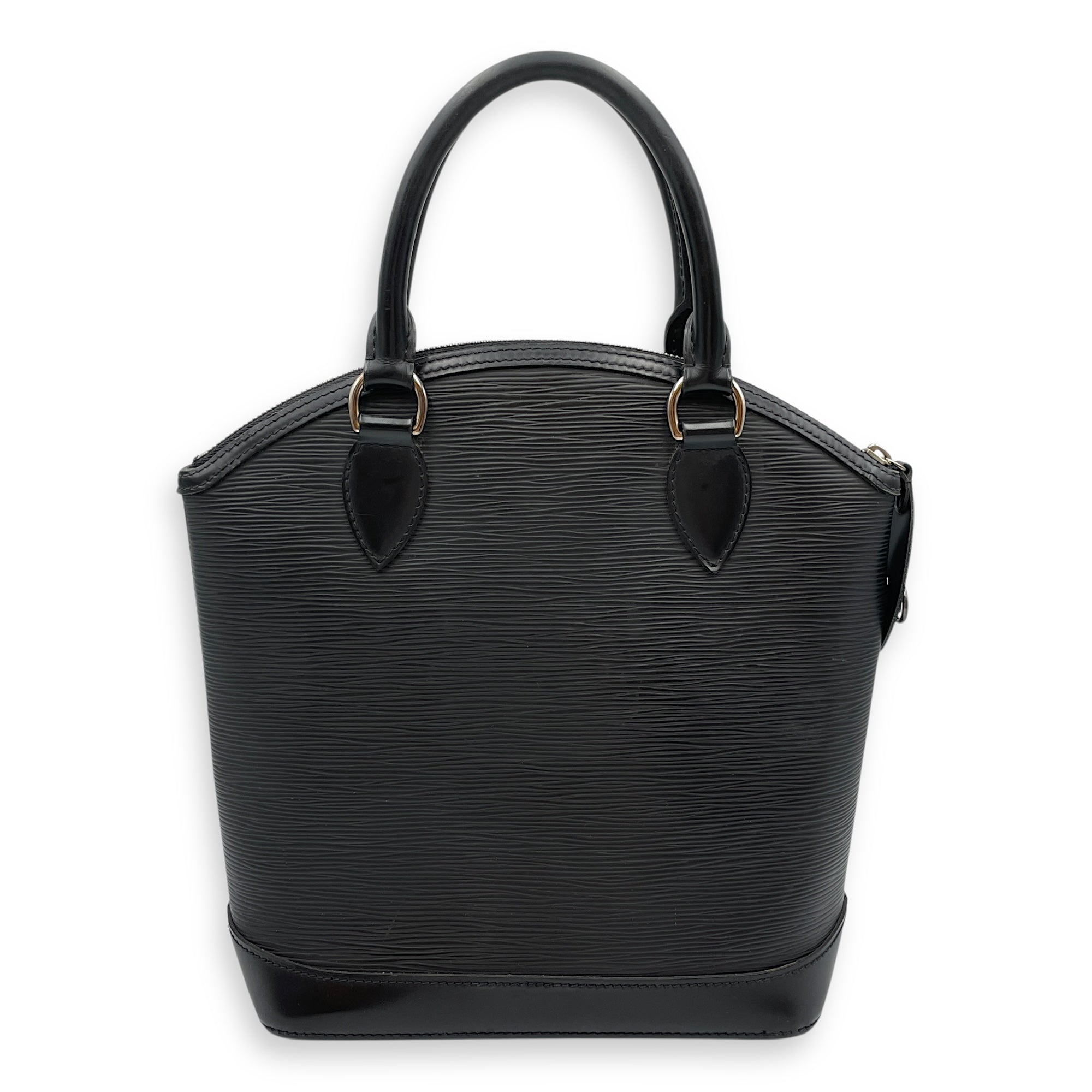 Epi Leather Lockit Black Top Handle Bag, Silver hardware
