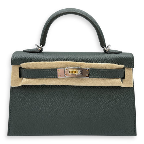 Sellier Kelly 20 Vert Mangrove in Epsom, Electrum hardware