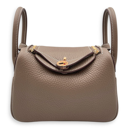 Lindy II Mini Etoupe in Clemence, Gold hardware