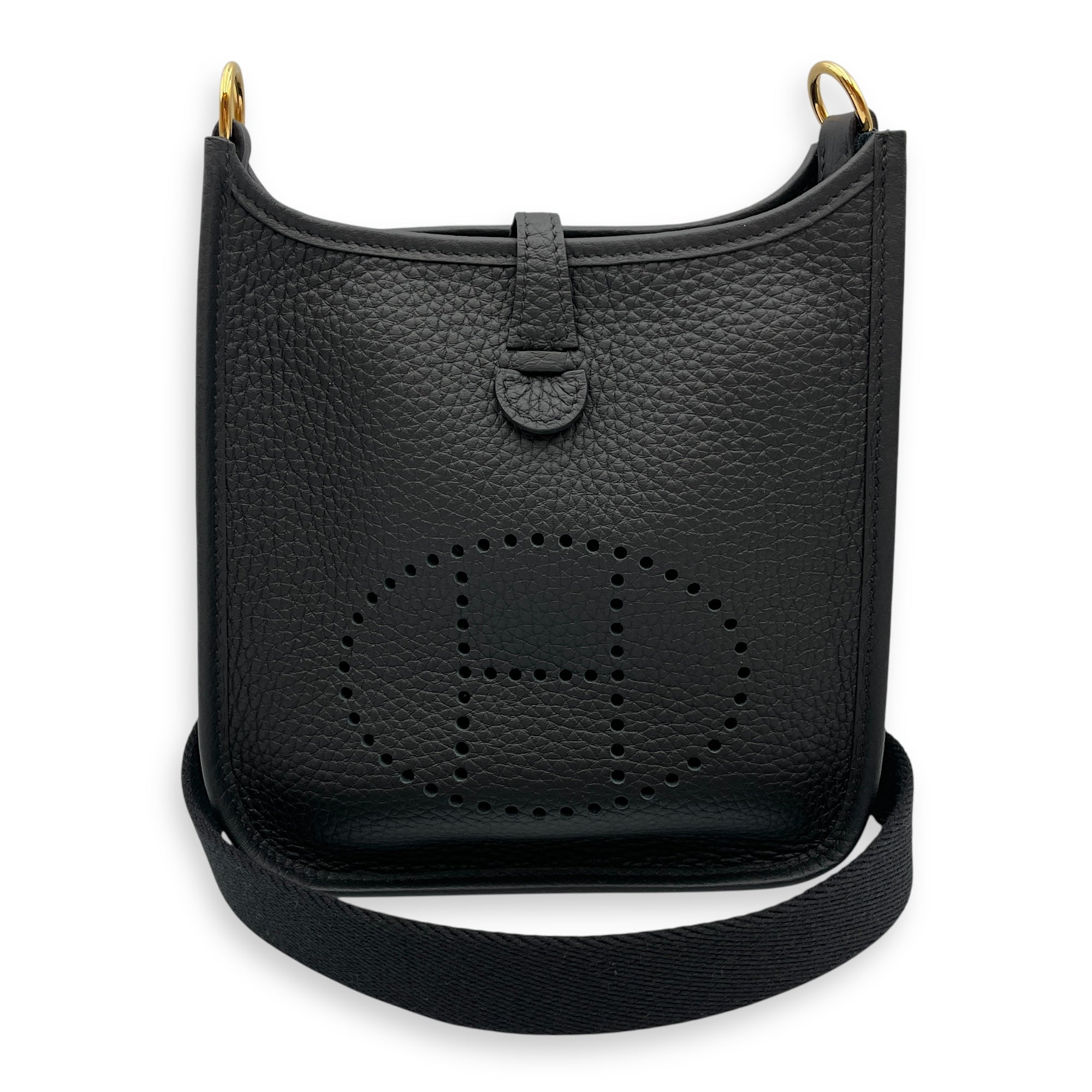 Evelyne Mini Black in Clemence, Gold hardware