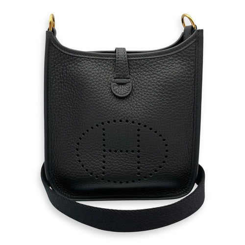 Evelyne Mini Black in Clemence, Gold hardware