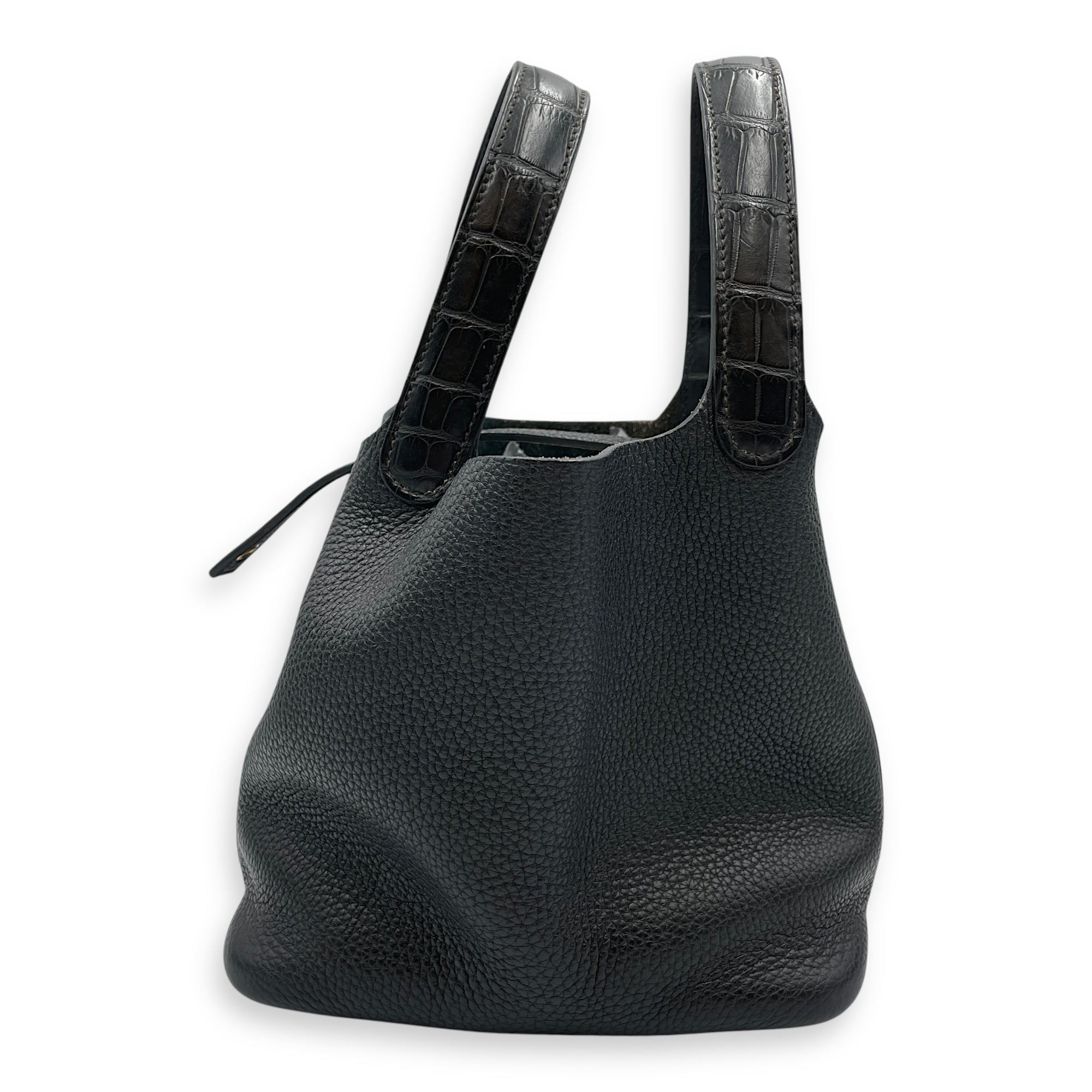 Picotin Touch 18 Black in Clemence/Matte Alligator Gold hardware CL2507-14530 4