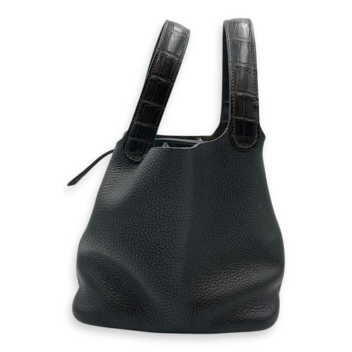 Picotin Touch 18 Black in Clemence/Matte Alligator, Gold hardware