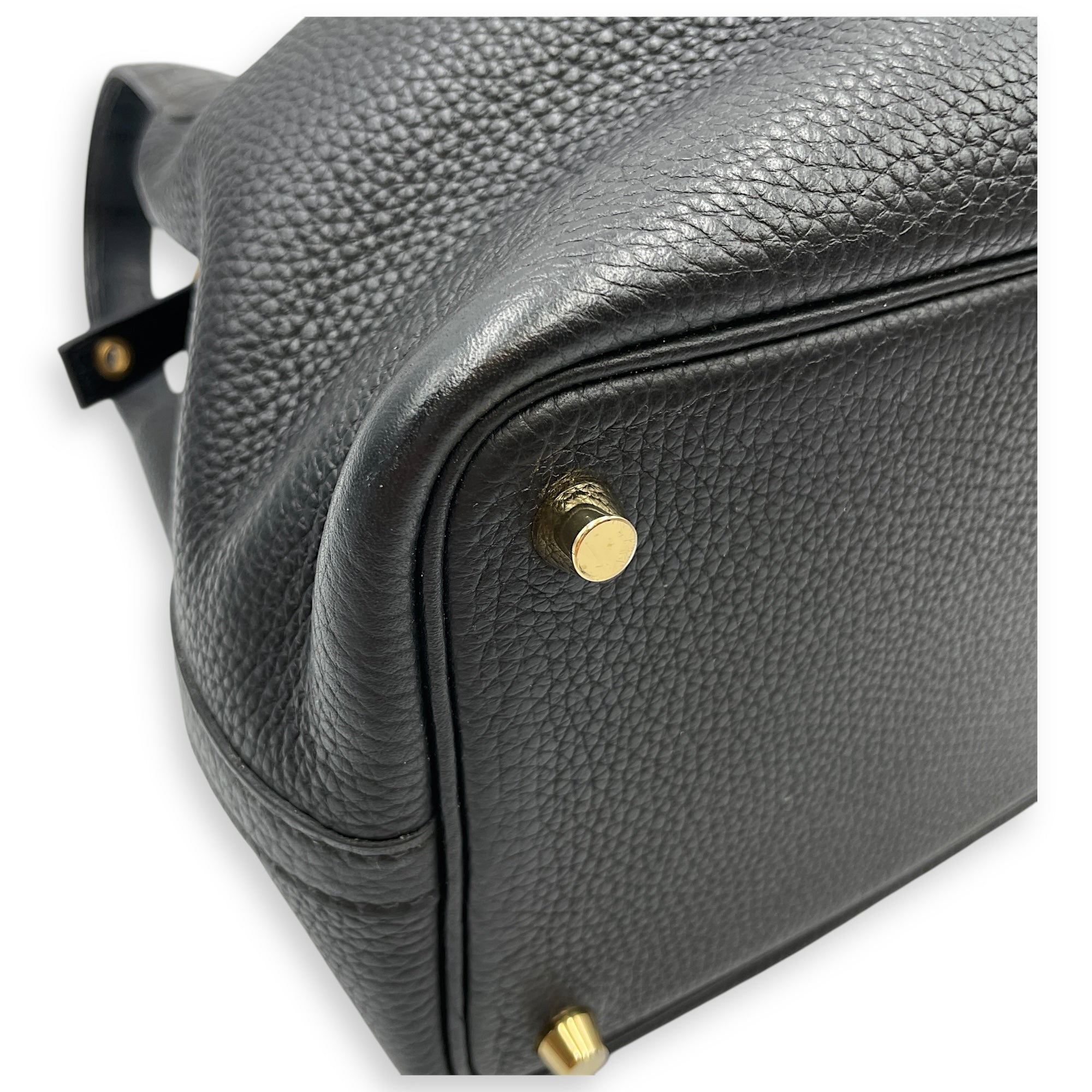 Picotin Touch 18 Black in Clemence/Matte Alligator, Gold hardware
