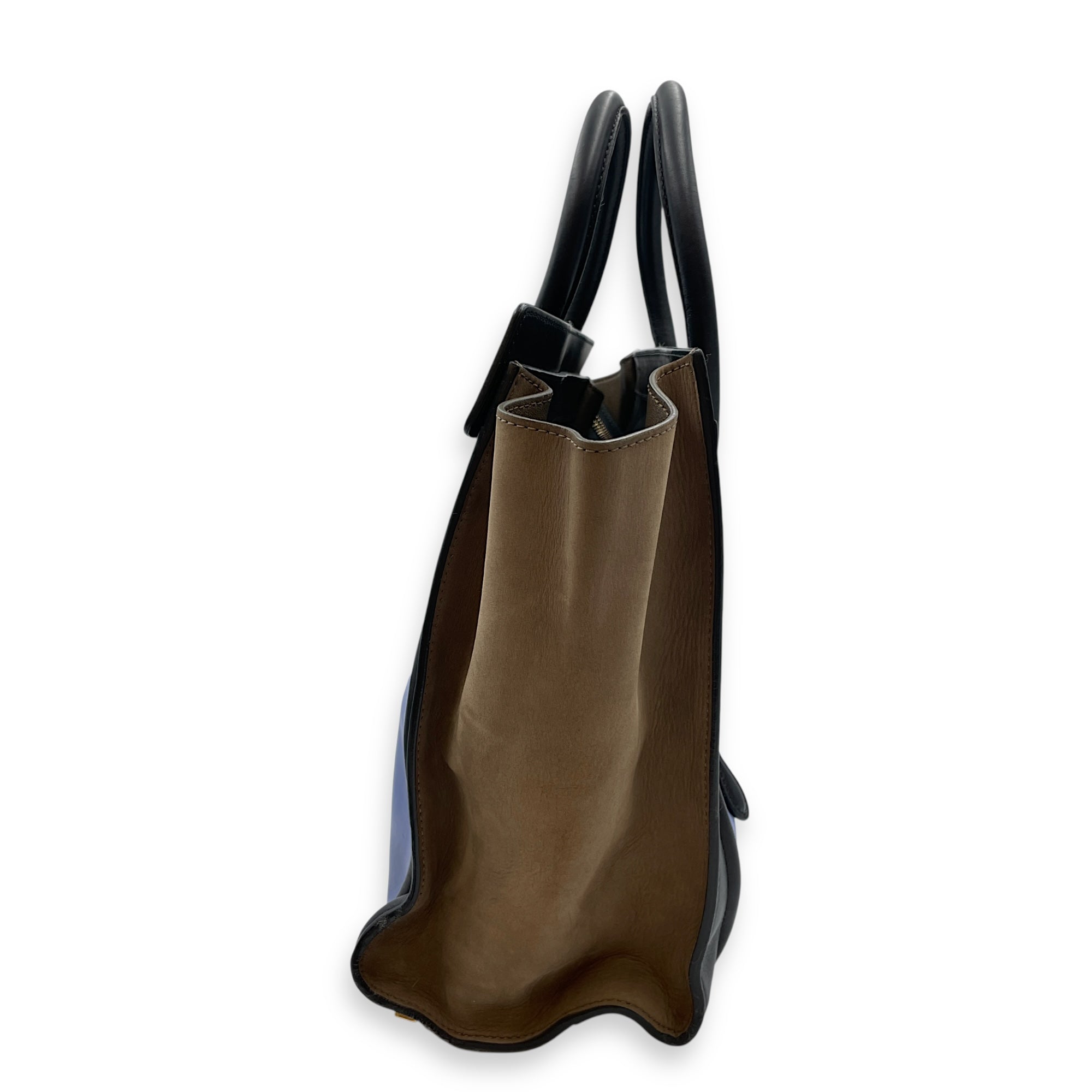 Luggage Mini Multi-Color Top Handle Bag in Suede/Calfskin Leather, Silver hardware