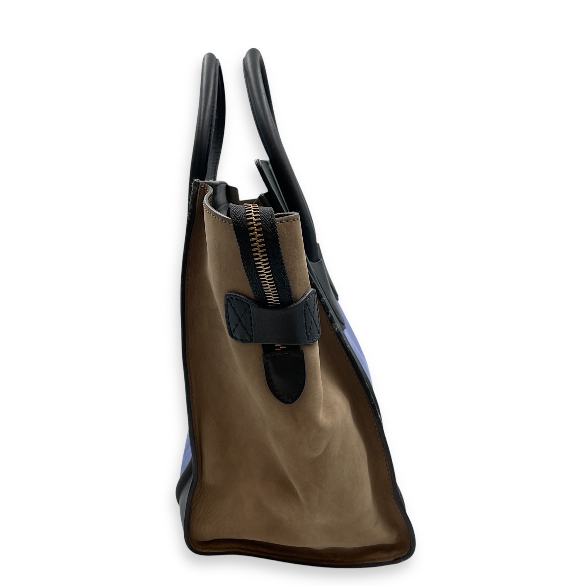Luggage Mini Multi-Color Top Handle Bag in Suede/Calfskin Leather, Silver hardware