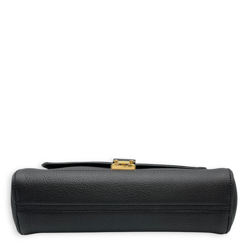 Saint Germain Black Shoulder Bag in Empriente Leather, Gold hardware