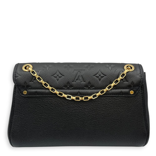 Saint Germain Black Shoulder Bag in Empriente Leather, Gold hardware