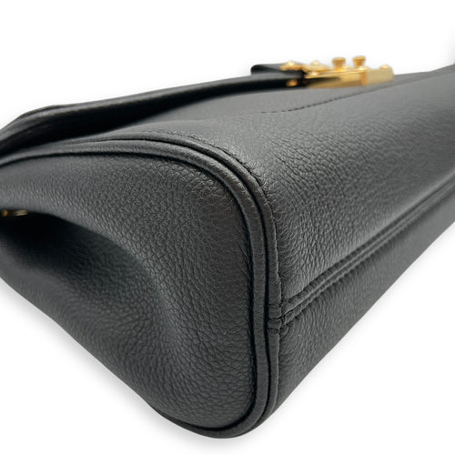 Saint Germain Black Shoulder Bag in Empriente Leather, Gold hardware