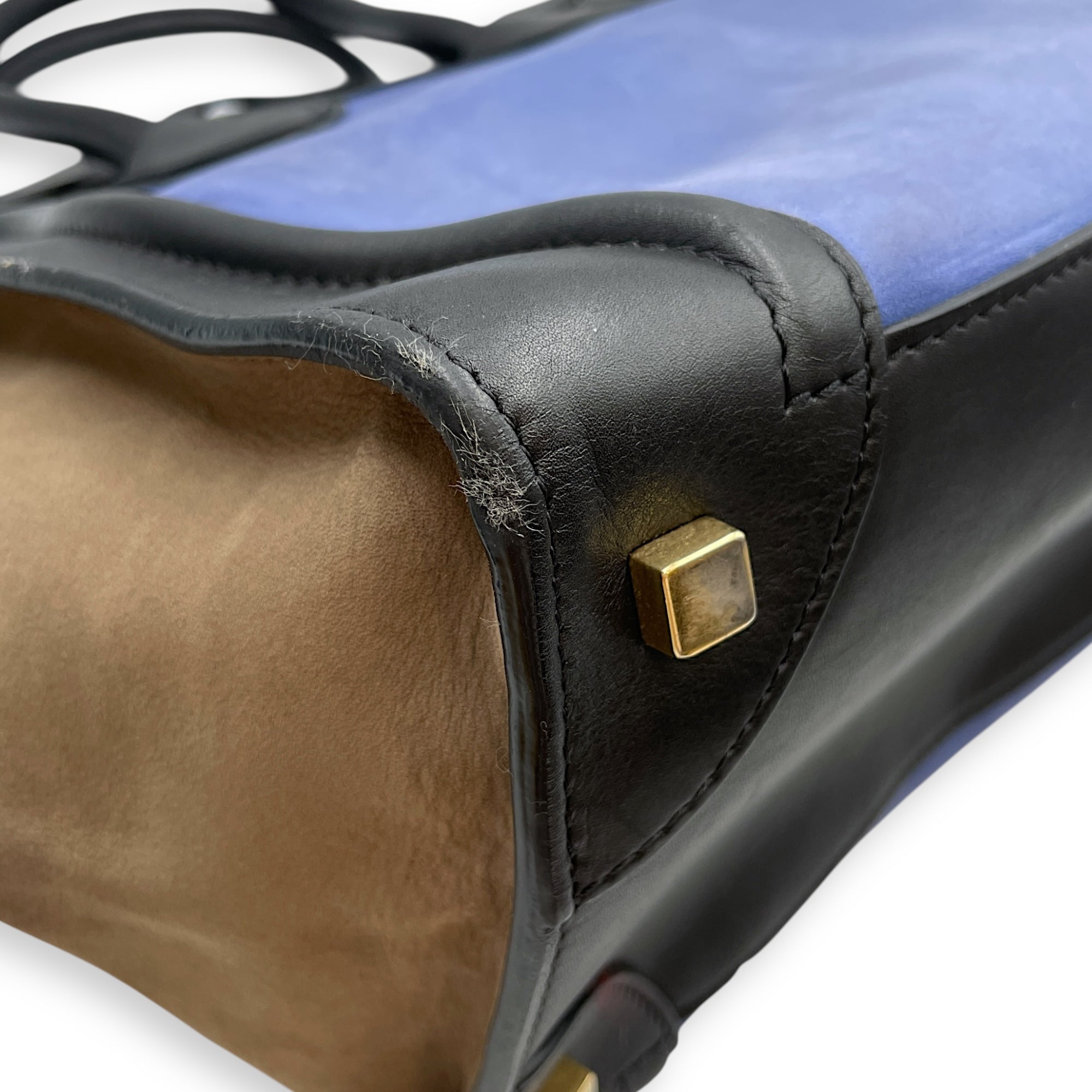 Luggage Mini Multi-Color Top Handle Bag in Suede/Calfskin Leather, Silver hardware