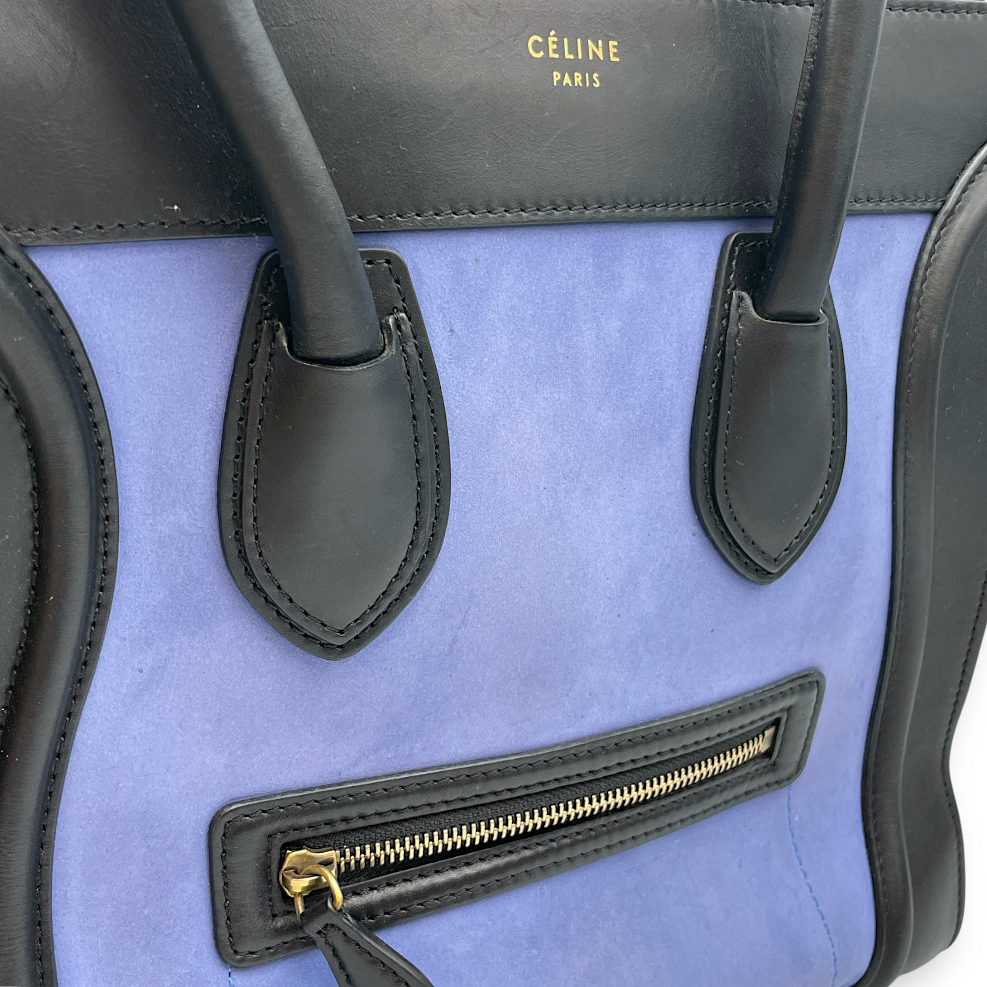 Luggage Mini Multi-Color Top Handle Bag in Suede/Calfskin Leather, Silver hardware