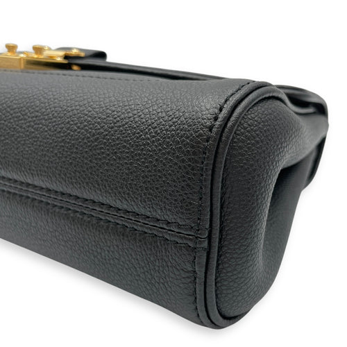 Saint Germain Black Shoulder Bag in Empriente Leather, Gold hardware