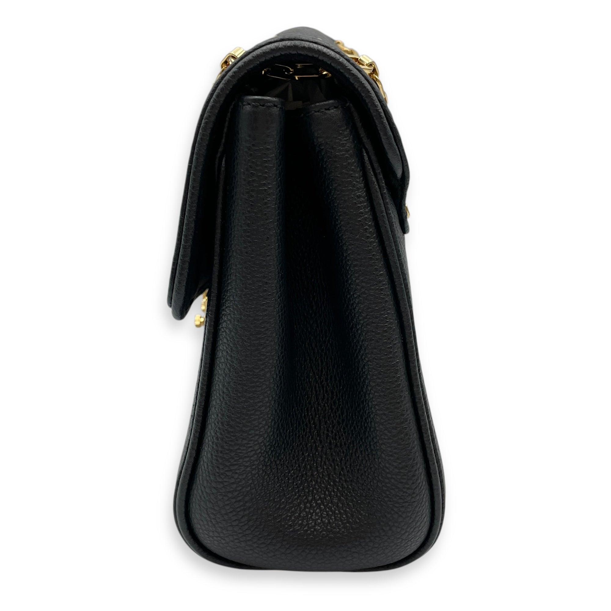 Saint Germain Black Shoulder Bag in Empriente Leather, Gold hardware