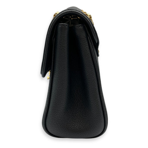 Saint Germain Black Shoulder Bag in Empriente Leather, Gold hardware