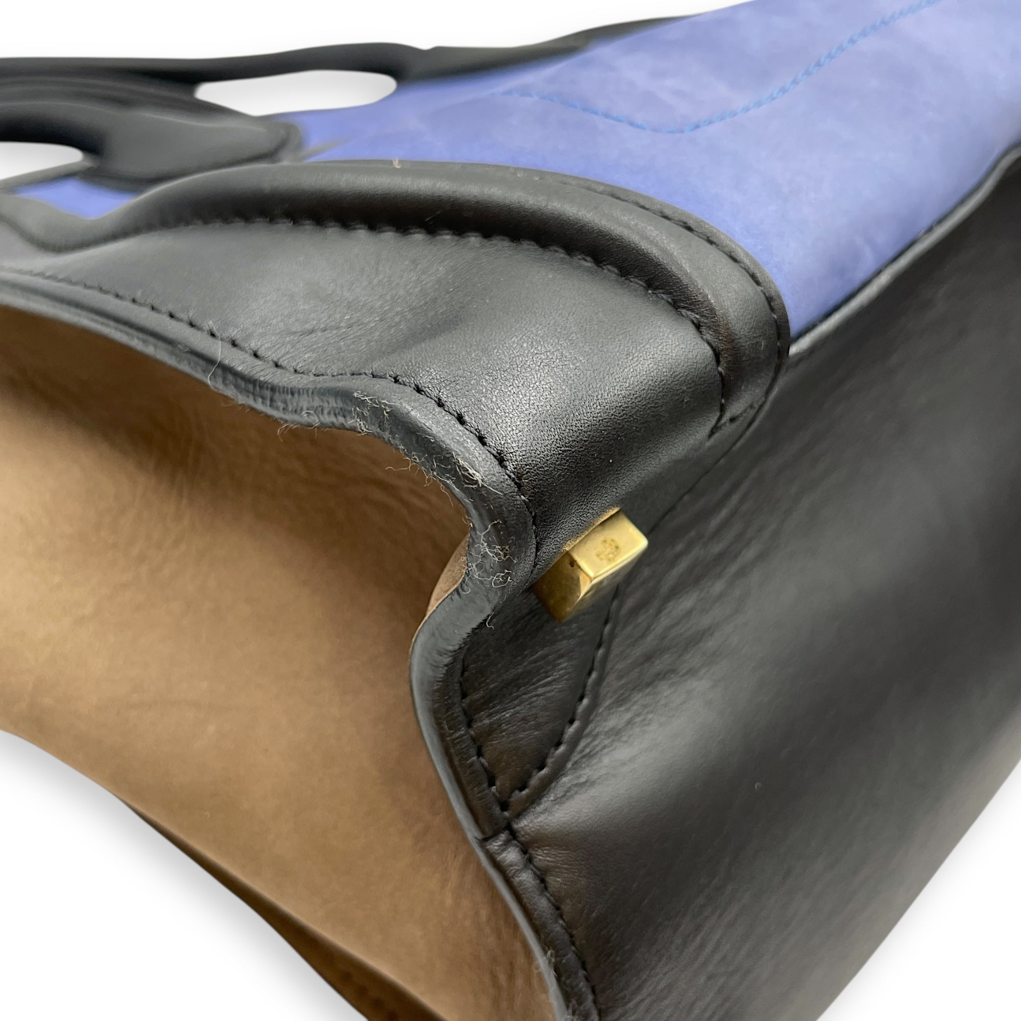 Luggage Mini Multi-Color Top Handle Bag in Suede/Calfskin Leather, Silver hardware