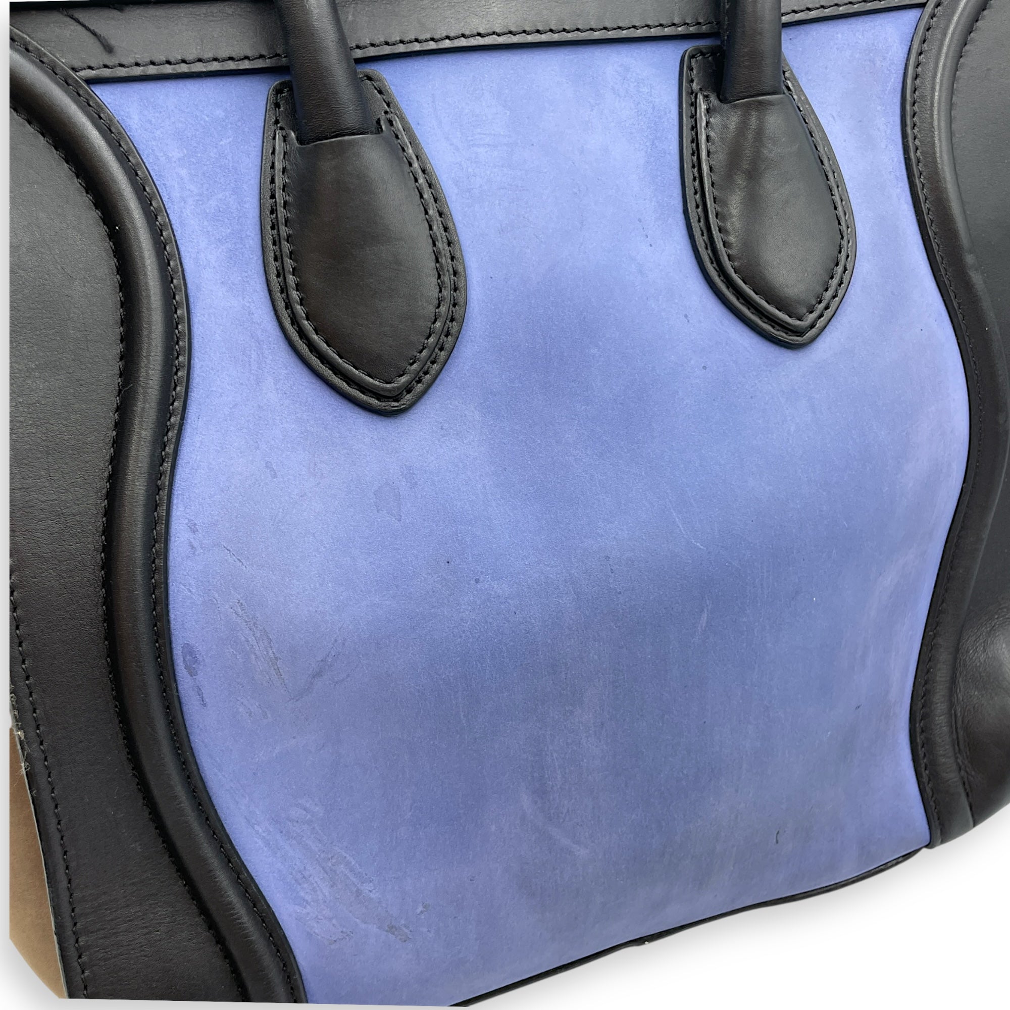 Luggage Mini Multi-Color Top Handle Bag in Suede/Calfskin Leather, Silver hardware