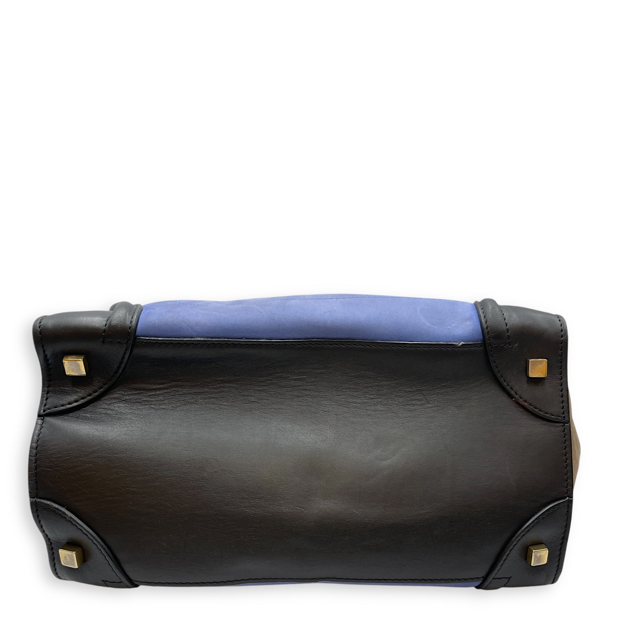 Luggage Mini Multi-Color Top Handle Bag in Suede/Calfskin Leather, Silver hardware