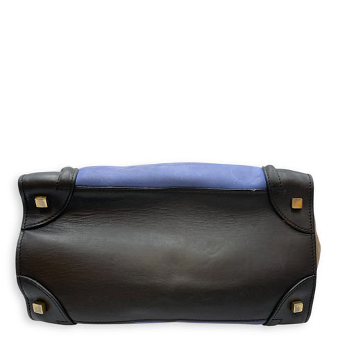 Luggage Mini Multi-Color Top Handle Bag in Suede/Calfskin Leather, Silver hardware